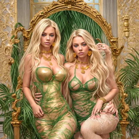 NSFW perky firm breasts, detailed realistic faces, big butt, thin legs, huge well shaped breasts,(5 nude girls, 18 years old blonde prostitutes stand lined up)full length pose showing feet, gold high heels, (tits viewed from different angles)(huge young ti...