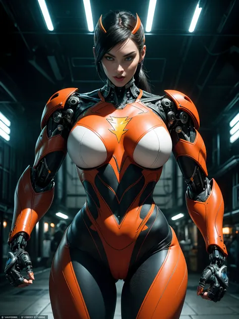 Cinematic, hyper-detailed, and insanely detailed, this artwork captures the essence of megan fox with breathtaking beauty. The color grading is beautifully done, enhancing the overall cinematic feel. Unreal Engine brings her anatomic cybernetic muscle suit...