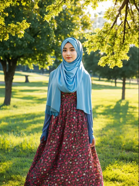 hijab, dress, city park