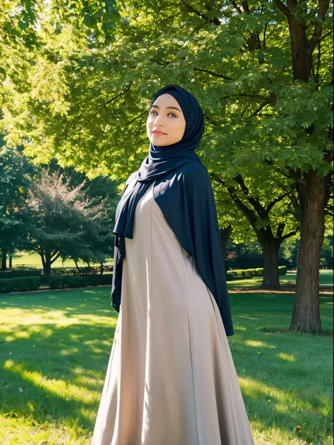 hijab, dress, city park