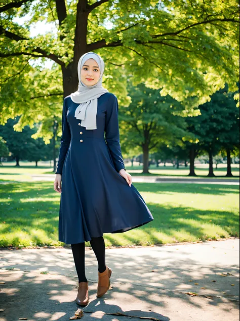 hijab, dress, city park