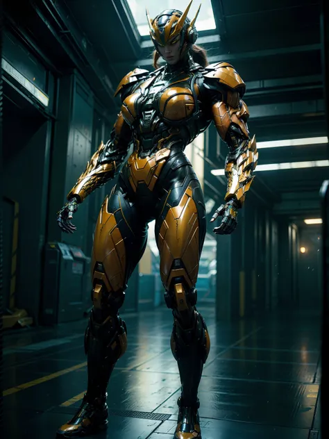 Cinematic, hyper-detailed, and insanely detailed, this artwork captures the essence of megan fox with breathtaking beauty. The color grading is beautifully done, enhancing the overall cinematic feel. Unreal Engine brings her anatomic cybernetic muscle suit...