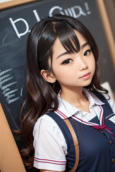 arafed asian woman in a school uniform posing in front of a blackboard, a hyperrealistic schoolgirl, hyperrealistic schoolgirl, cyber school girl, realistic schoolgirl, seifuku, dressed as schoolgirl, japanese girl school uniform, japanese school uniform, ...