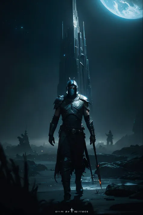 Sci-fi warrior in medieval costume，greg beeple, epic fantasy sci fi illustration, craig mullins nekro, craig mullins style, by Tyler Jacobson, paul lehr and beeple, concept art futuristic norse, Inspired by Craig Mullins, Complex concept art painting, Dest...