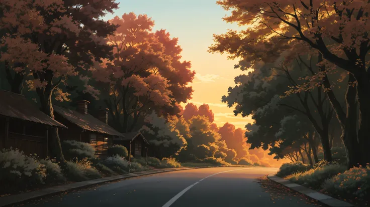 outdoor in the golden hour
Background Ghibli style, Autumn street
(fujifilm 16k) ,hyperrealistic, intricate detail, autolevel, dark, art nouveau, dramatic, desaturated, (expansive), intricate