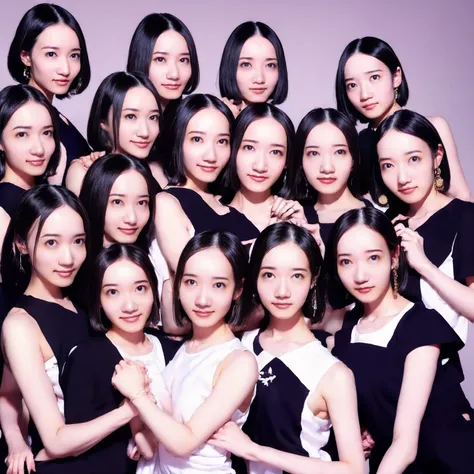 raw photo、(((multiple girls))),((((6+girls)))),((((100girls)))),(((1000girls)))、((((100 girls))))、women only、the same face、match...