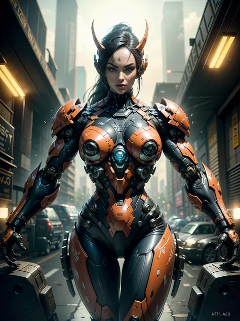 (megan fox), Cinematic, hyper-detailed, and insanely detailed, this artwork captures the essence of a hairless muscular female android girl. Beautiful color grading, enhancing the overall cinematic feel. Unreal Engine brings her anatomic cybernetic muscle ...