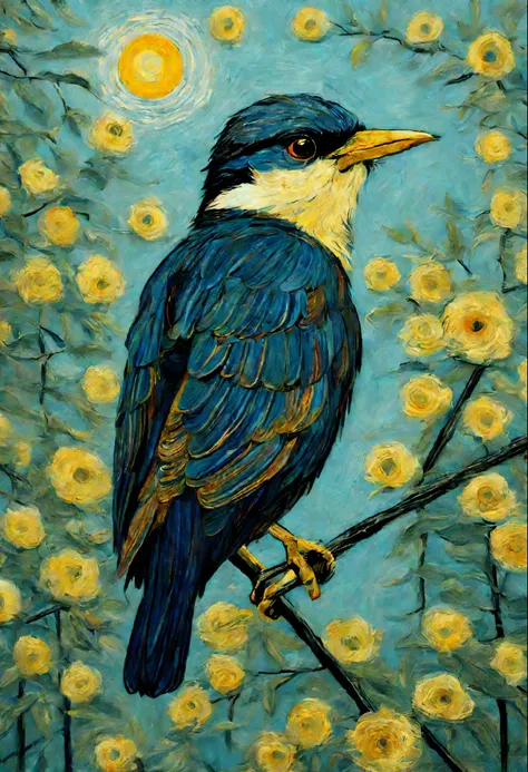 generate an image in the style of van gogh, using the lyrics of the song bird on the wire, by leonard cohen as the main inspirat...