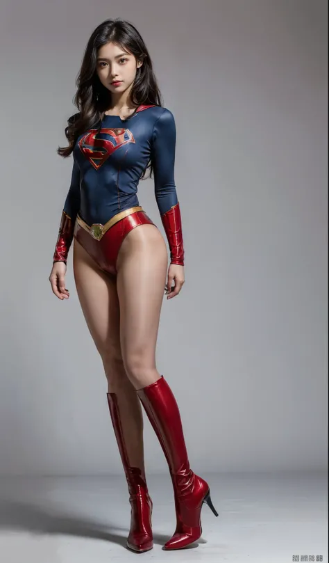 Hairstyles are shortcuts、(((Wear black tights on your beautiful legs.)))、(((Grow legs、tall、Legally express the beauty of your smile)))、((((Make the most of the original image)))、(((Supergirl Costume)))、(((beautiful hairl)))、(((Suffering)))、(((Feet must nec...