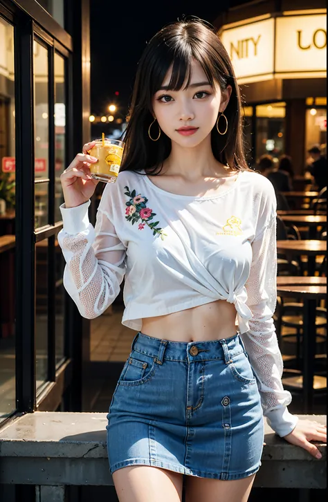 nikon RAW photo, masutepiece, Best Quality,perfect anatomy, cowboy shot,looking at viewer,超A high resolution, the Extremely Detailed CG Unity 8K Wallpapers, Photorealsitic:1.37, Detailed and Intricicated, absurderes,drooping bangs:1.6,Brown semi-long,1人の女性...