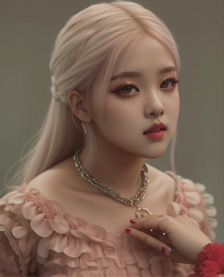 una mujer con un vestido rojo y un collar, as a medieval fantasy character, Reina Medieval, Princesa medieval, Estilo de Juego de Tronos, Park Roseanne de Blackpink, Jossi de Blackpink, Retrato de Jossi de Blackpink, Sakimichan, Heonhwa Choe, Jinyoung Shin...