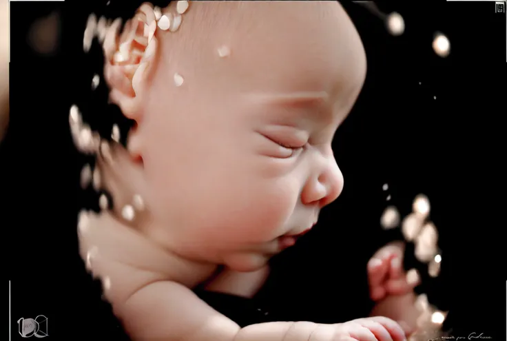 portrait, sleeping baby, fetus, inside womb, rosy face, hd, realistic, cute, baby girl,  8k, uhd, high quality, sharp focus, he composition beautiful rich and bright