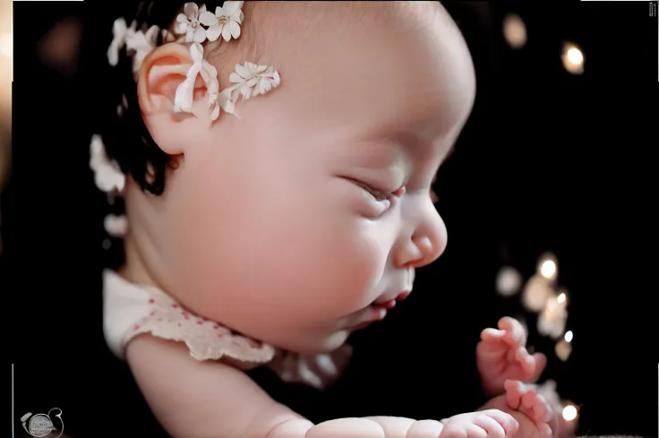 portrait, sleeping baby, fetus, inside womb, rosy face, hd, realistic, cute, baby girl,  8k, uhd, high quality, sharp focus, he composition beautiful rich and bright