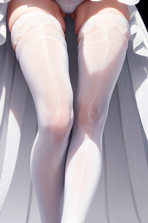 standing woman in white stockings and stockings with a white lace overlay, white stockings, full length and white stockings, in white tights, white pantyhose, smooth translucent white skin, anime barbie in white stockings, pale milky white porcelain skin, ...