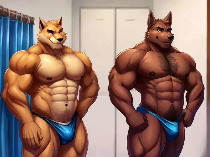 Dois furry antropomorficos aleatorios,com o corpo musculoso mais na medida simples, fazendo sexo e que estajam com o corpo repleto de gozo.