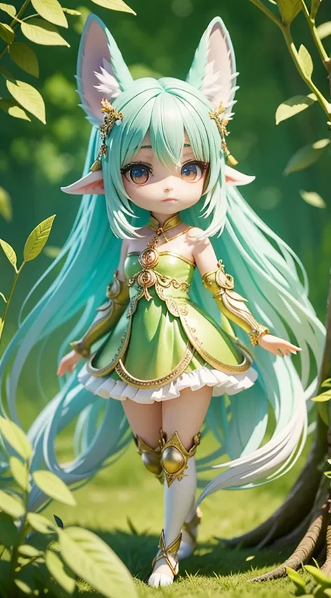 Mythical Creatures, beast, Fluffy, Gradient color ((bestquality)), ((masterpiece)), ( Very detail, maximum detail, official art, beautiful and beautiful:1.2),  Depth of Field, FULL BODY elements, (chibi),, (Beautiful and detailed eyes:1.3), Long tail