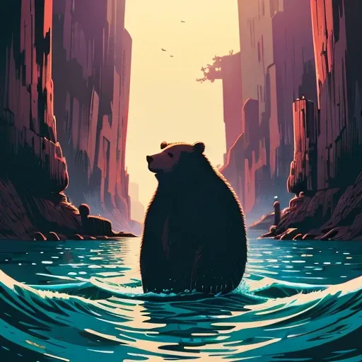 Bear endures suffering, Illustration style