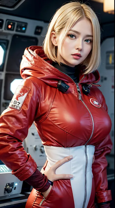 (hyper realstic)、Future Female Pilots、
immensity　Beautie　high-level image quality　hight resolution　Realistic　Shorthair　a blond、　blond woman in a、A MILF、Middle-aged woman、((Big big))、detailed skin textures、超A high resolution、Realistic、Voluptuous body shape、...