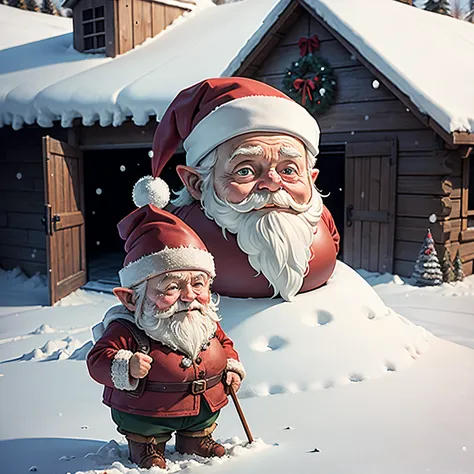 old gnome in the barn, Christmas and snow