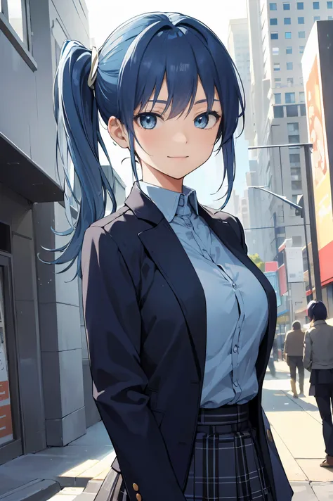 masterpiece:1.2, best quality, ((ultra detailed)), high resolution, 2d, anime style , photo, photography, detailed background, ((dark blue hair,side ponytail,light blue hair inner color,medium breasts))
BREAK
solo,(droopy eyes:1.3),20 years old, (,tall fac...