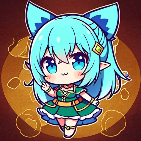 Illustration of an elf deformed into a chibi character with cute gestures and looking at the camera.、high-level image quality、Nendoroid Style