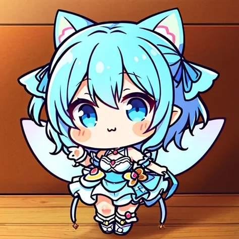 Illustration of a fairy deformed into a chibi character with cute gestures and looking at the camera..、high-level image quality、Nendoroid Style