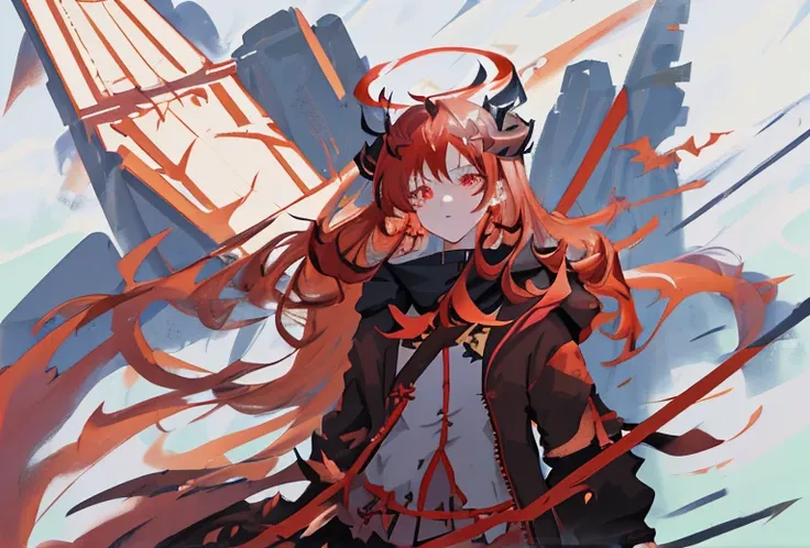 Anime girl with red hair and horns with sword, demon anime girl, demon slayer rui fanart, Succubus Deval, mika kurai demon, giesha demon, Demon Girl, from arknights, a beautiful succubus, demon slayer artstyle, Devil Hero, detailed anime character art, Suc...