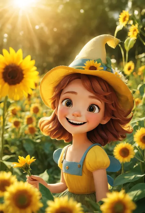 Sunflower flowers give off a warm smile，Bring people joy and happiness and shine brightly，Like a fairyland, the movie scene has a detailed depth of field and a master&#39;s work