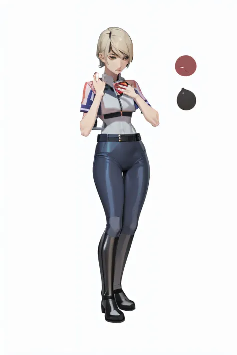 anime girl with a book and a cell phone in her hand, Futuristic member of the spacecraft crew, attractive androgynous humanoid, Concepto de personaje poco realista, single character full body, Retrato de cuerpo entero de un corto!, Concepto de cuerpo compl...