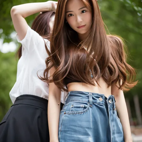 femme　Chestnut hair that reaches around the waist　somewhat young body