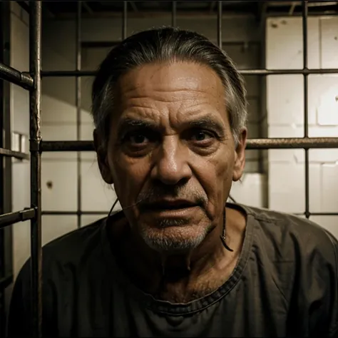 Crazy, scary, old man in jail.