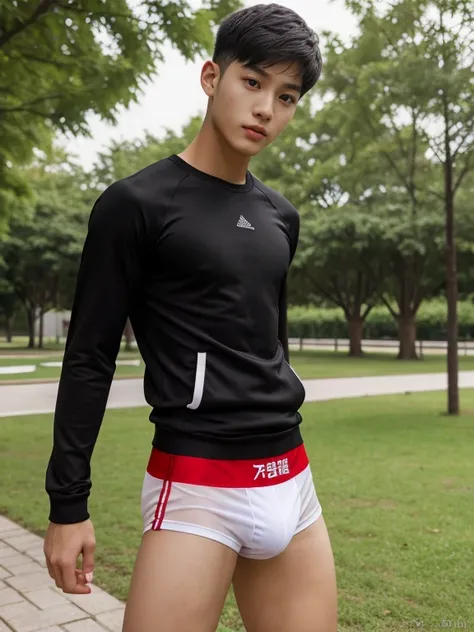 16 years old teenagers , very young , light-skin , wearing an dark red sexy underwear, tmasterpiece，k hd，the feet，Transparent sports vest，semi transparent，black long socks，The barefoot , red colour , handsome and cute , extreme cute boy , white skin , dark...