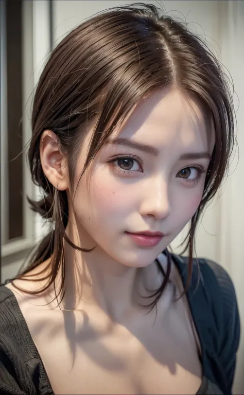 (8K, Photorealistic, Raw photo, of the highest quality: 1.3), (1girl in), Super beautiful, (Realistic face), (boyish, Silver Color Berry Shorthair), Beautiful , Glare that captivates the viewer, Beautiful expression, Beautiful breasts, (Realistic skin), Be...