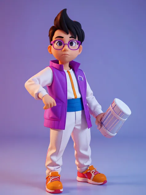 Wearing glasseoy wearing white shirt on purple and blue background, Hire a 3d artist, 3D characters, Adobe Illustrator, 3D characters, 3d character, Professional character designer, stylized 3d, 3d icon, high quality character design, &#39;2D graphic desig...