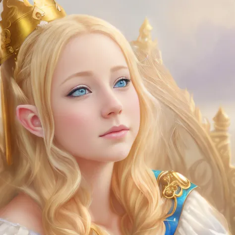 blonde with blue eyes and golden crown, adorable digital painting, beautiful fantasy art portrait, portrait of a princess, fantasy art portrait, beautiful fantasy portrait, Detailed matte fantasy portrait, fantasy portrait, fantasy portrait art, blonde - h...