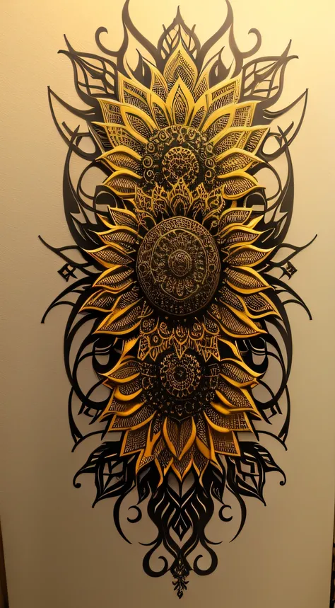 Insane and complex sunflower graffiti art from a transitional period, intricate detailes, masterpiece of sound, Beautiful, The most beautiful, dark fantasy coating, of the highest quality, Best Quality, beautiful beauty,