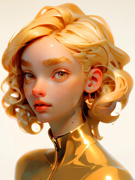 Game character design，Clear facial features，girl，with short golden hair