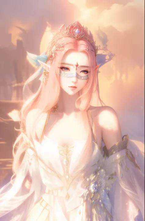 One wears a mask、Close-up of woman wearing skirt, ((beautiful fantasy empress)), 🌺 CG, Long flowing hair, EtherealBeauty, Ethereal!!!!!!!, beautiful and elegant elf queen, Ethereal fantasy, beautiful fantasy empress, floated hair, 8K octave rendered photo,...