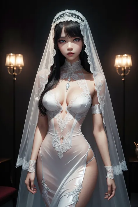 Lalisa/Pranpriya Manoban, wearing veil latex bride sexy clothes transparent. professionally retouched, soft lighting, realistic, smooth face, perfect eyes, sharp focus on eyes, 8 k, high definition, insanely detailed, intricate, elegant. in a natural backg...