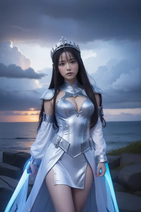 Esbian, Queen idol who rules the storm、Luminescent、thunder clouds、silver costume