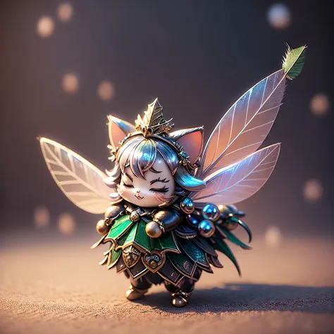 ​masterpiece、top-quality、ultra-detailliert、(Chibi Chara Fairy:1.27),(Iridescent feathers:1.2),(logo block christmas tree:1.1),fairy tale forest,A smile,Full-body standing figure//,(fairy wings cat:1.2)