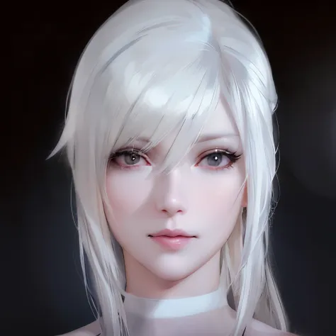 close-up of a woman with gray hair and choking, Girl with gray hair, Tifa Lockhart with white hair, photorealistic anime girl render, perfect white haired girl, white haired, realistic young anime girl, stunning anime face portrait, girl with short white h...