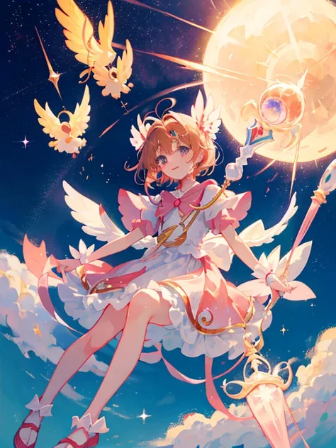 cardcaptor sakura、clear card edition、kinomoto sakura、kirakira、fluffly、clear sky and sun、ssmile、there is a rainbow in the sky、fly...