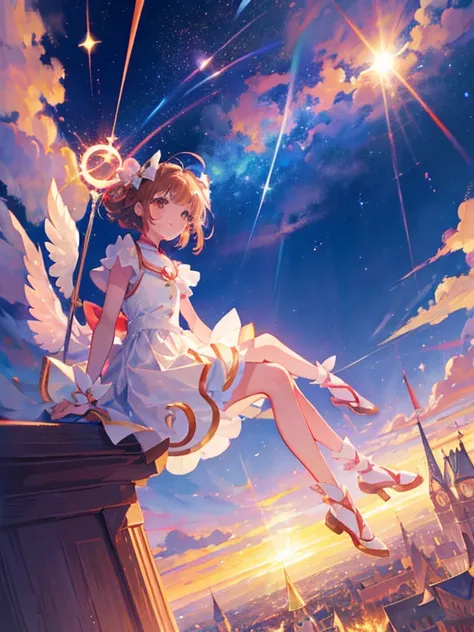 Cardcaptor Sakura、Clear card edition、kinomoto sakura、kirakira、fluffly、clear sky and sun、ssmile、There is a rainbow in the sky、Flying in the sky、Contre-Jour