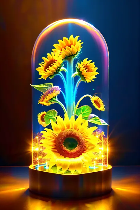 ((1 transparent and glowing sunflower))，8k，irridescent color，kawaii，adolable，number art，high high quality，highly  detailed