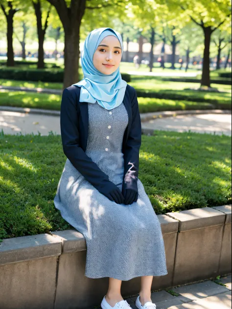 hijab, dress, city park