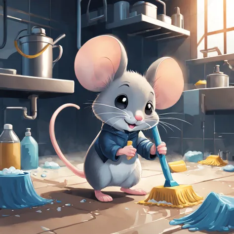 (((cute_mouse) cleaning_up industriously) comic_book illustration)