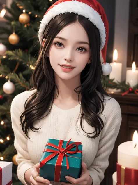 (best quality,4k,8k,highres,masterpiece:1.2),ultra-detailed,realistic,gifts,table,Christmas tree,decorations,wrapping ,bows,ribbon,presents,holiday spirit,vibrant colors,warm lighting,cozy atmosphere,toys,cards,candles,snowflakes,joyful,celebration,exquisi...