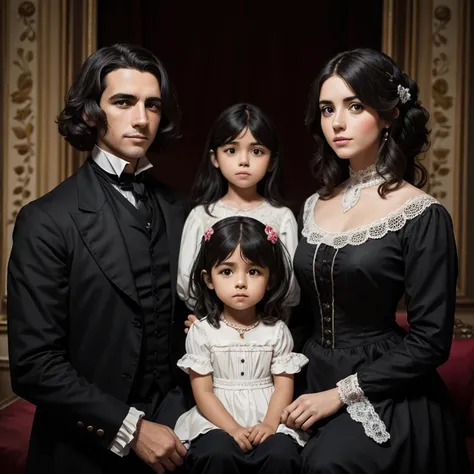 foto de una familia londinense, man, Mujer con cabello oscuro, dos hijos, since the 1800s