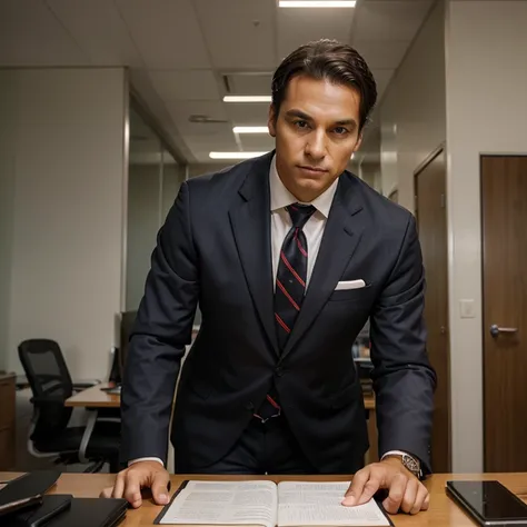 Create cleaner images in office environments of a man who is a lawyer dressed formally in a jacket and tie